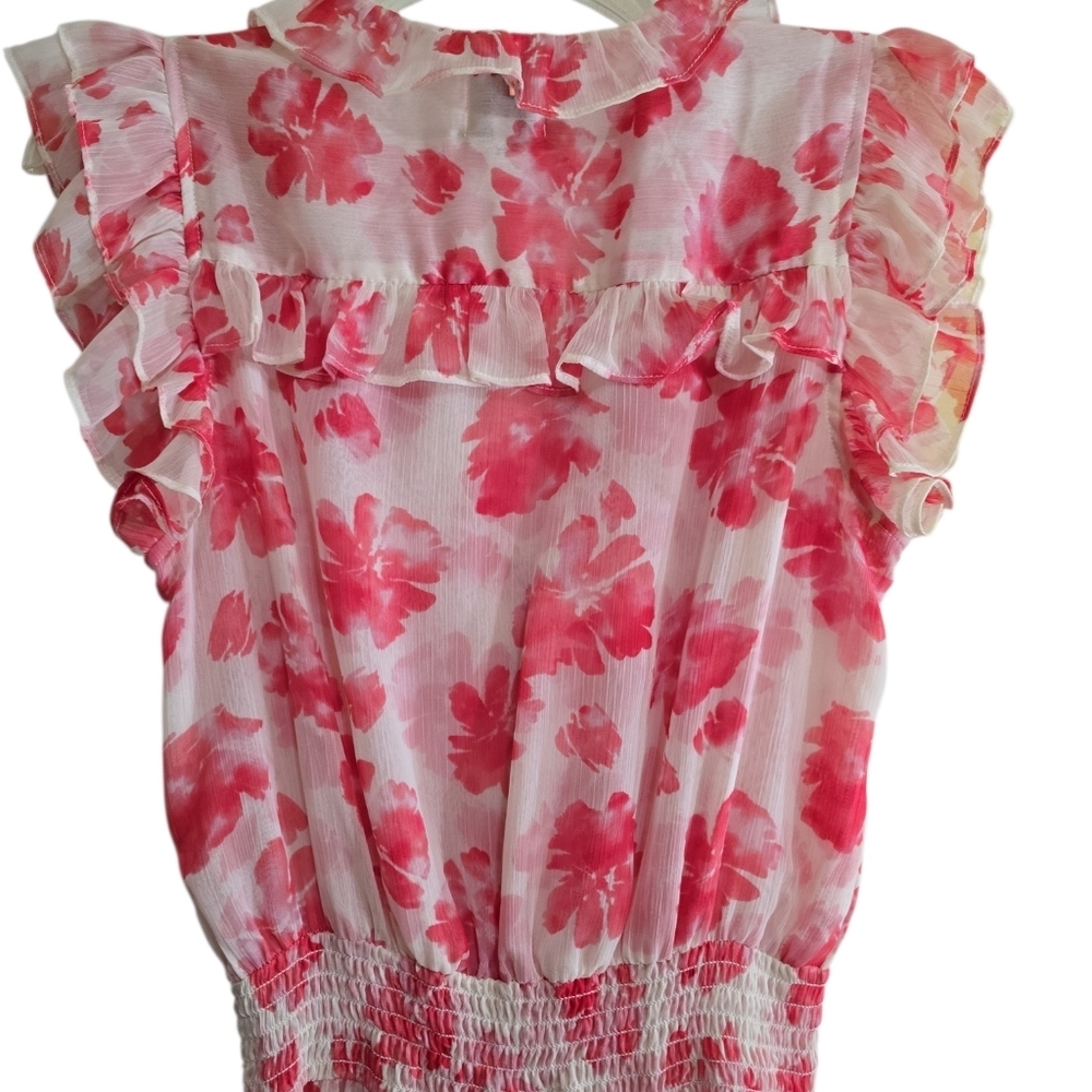 Misa LA Dakota Chiffon Floral Midi Dress XS Hi Lo Assymetrical Hem - Picture 10 of 13